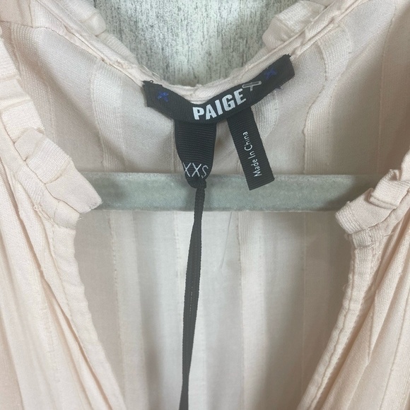 NWT PAIGE Illyria Split Neck Tiered Ruffle Midi Dress size XXS Cream Tan Blush - Picture 5 of 11